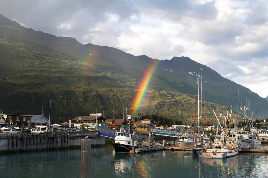 Double Rainbow over the boat docks